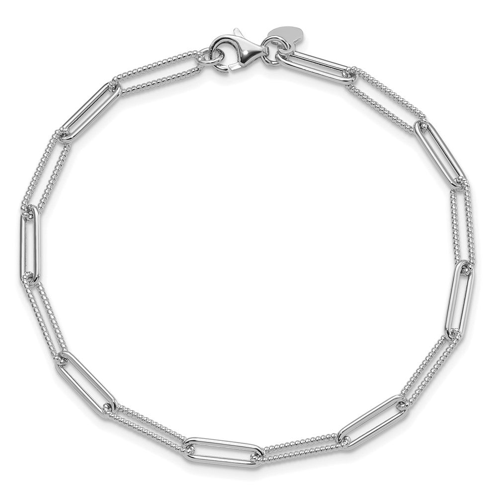 Polished / Textured Paperclip Link Bracelet