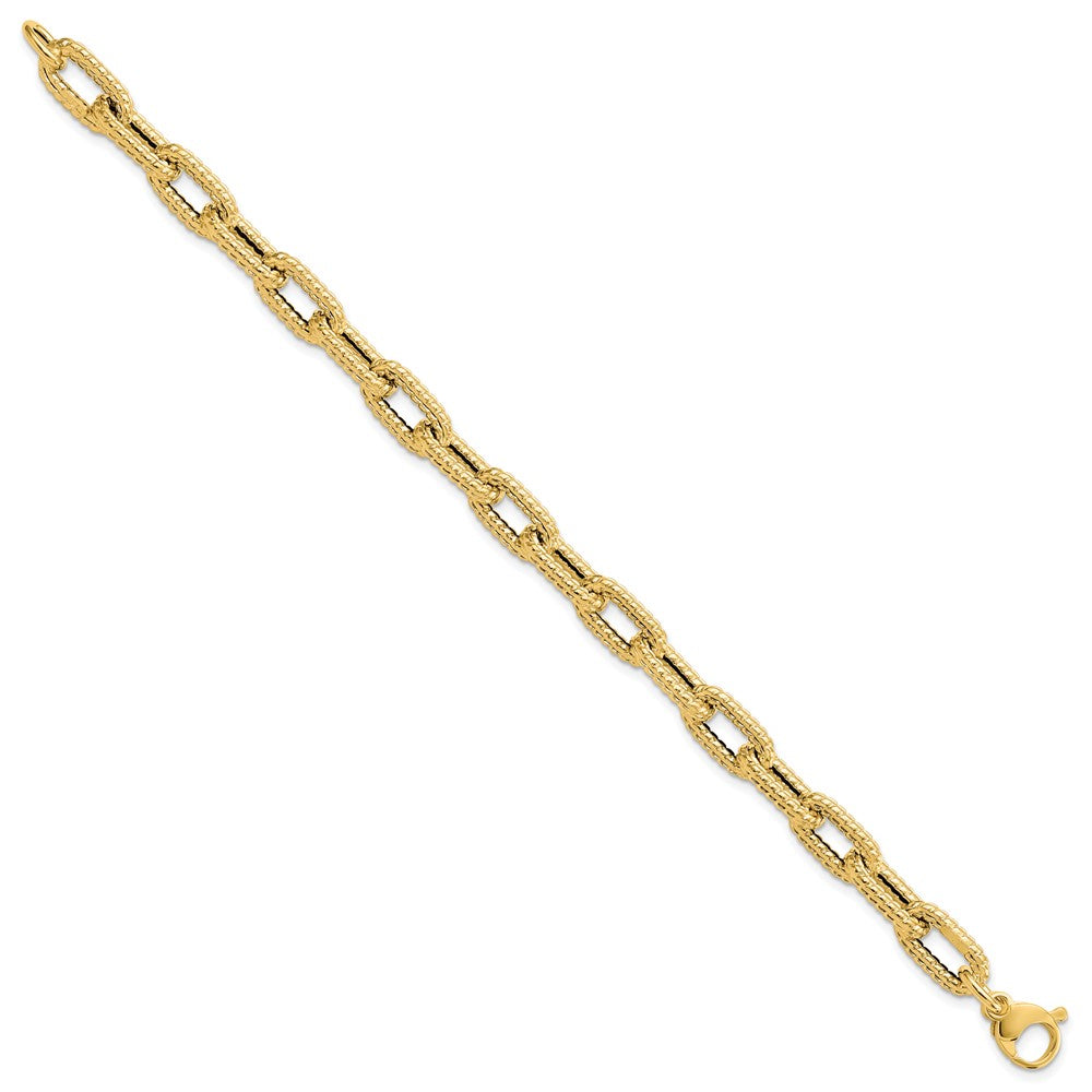 Textured Hollow Fancy Link Bracelet 7.5"