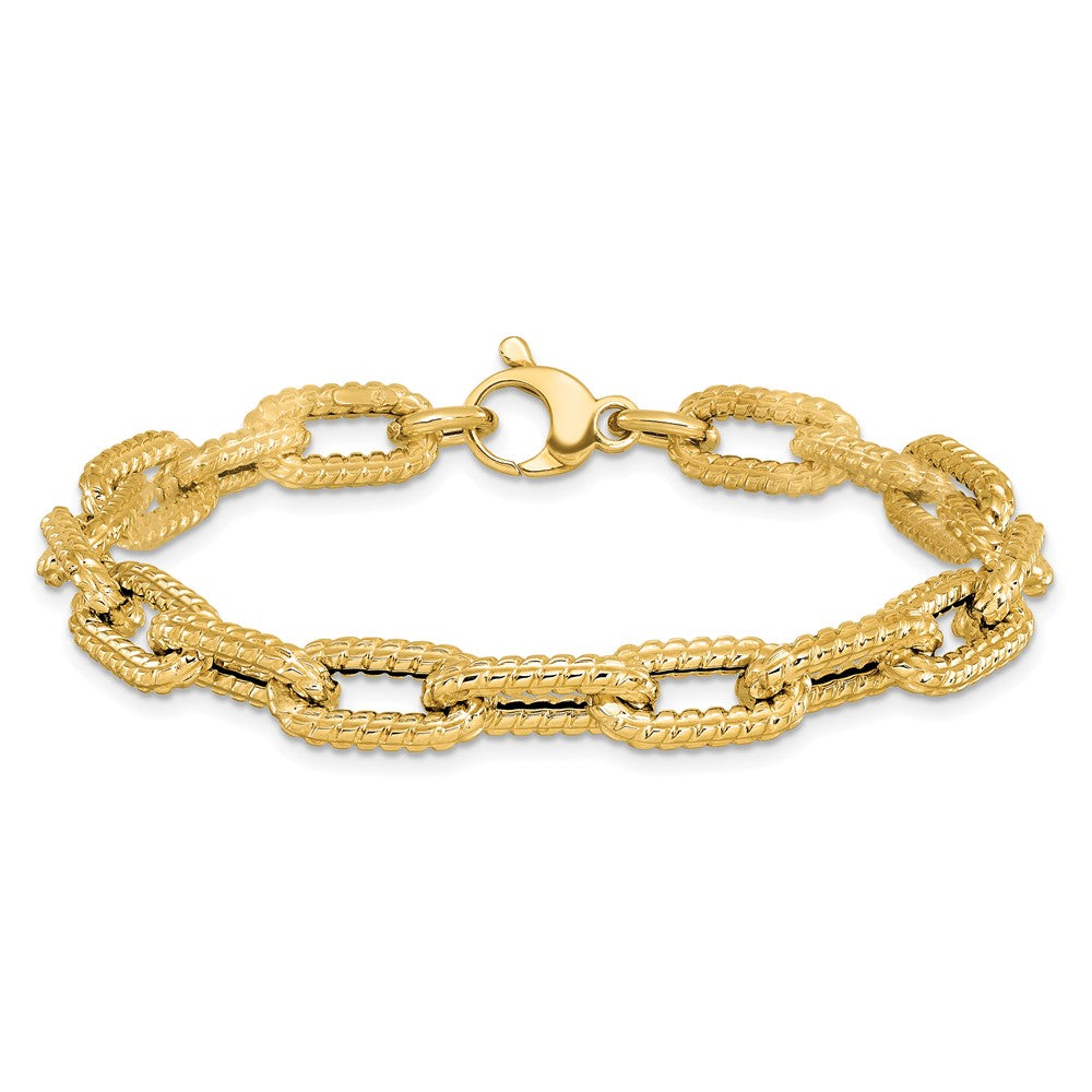 Textured Hollow Fancy Link Bracelet 7.5"