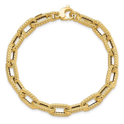 Textured Hollow Fancy Link Bracelet 7.5"