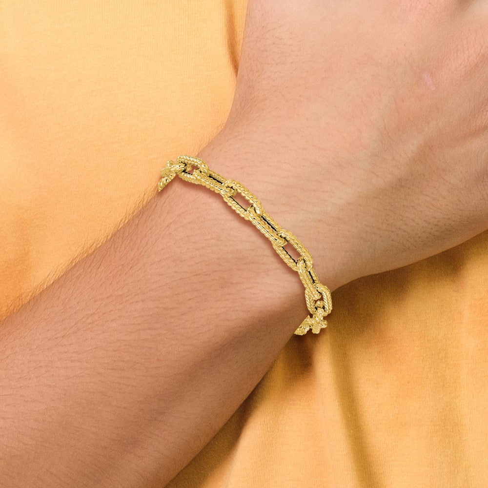 Textured Hollow Fancy Link Bracelet 7.5"