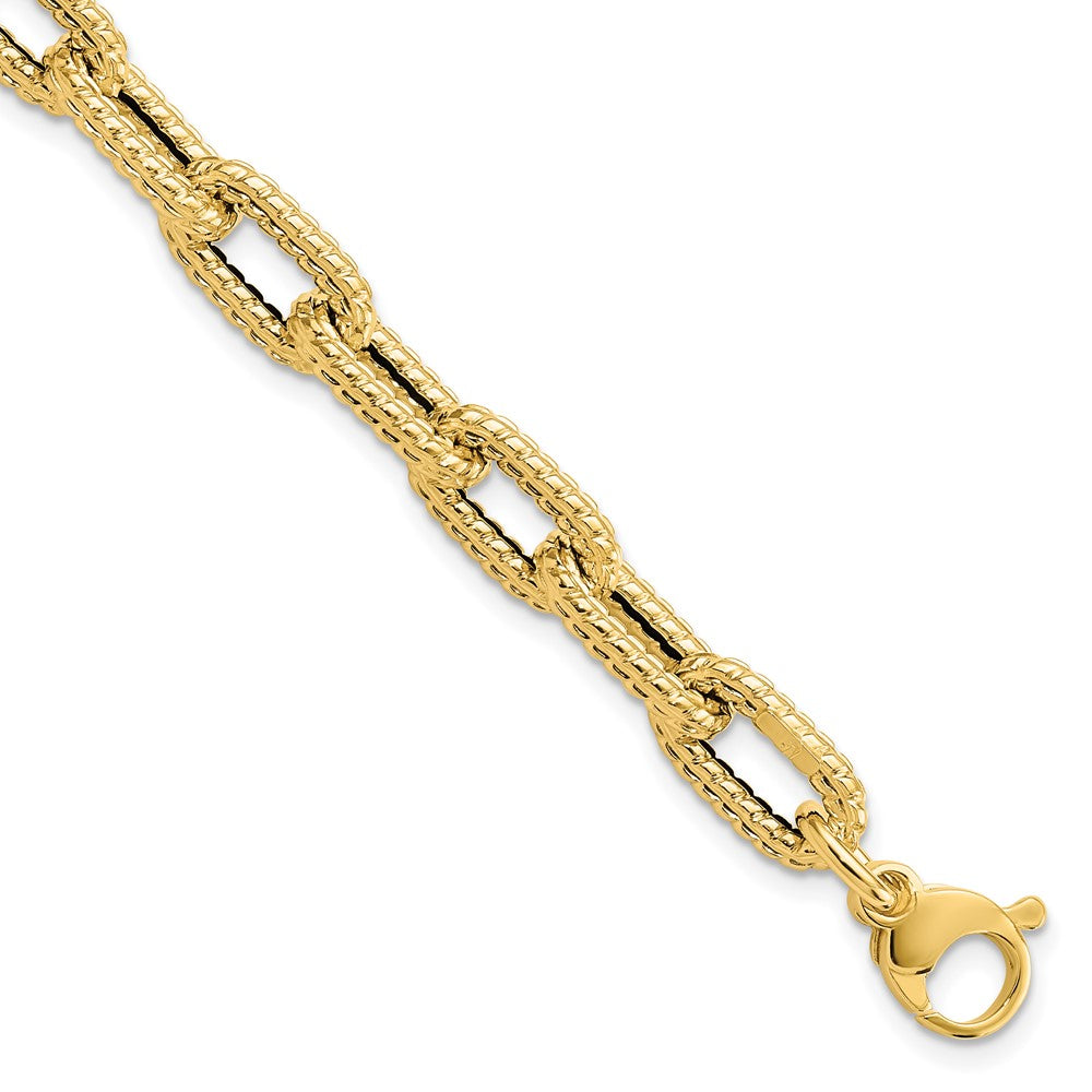Textured Hollow Fancy Link Bracelet 7.5"