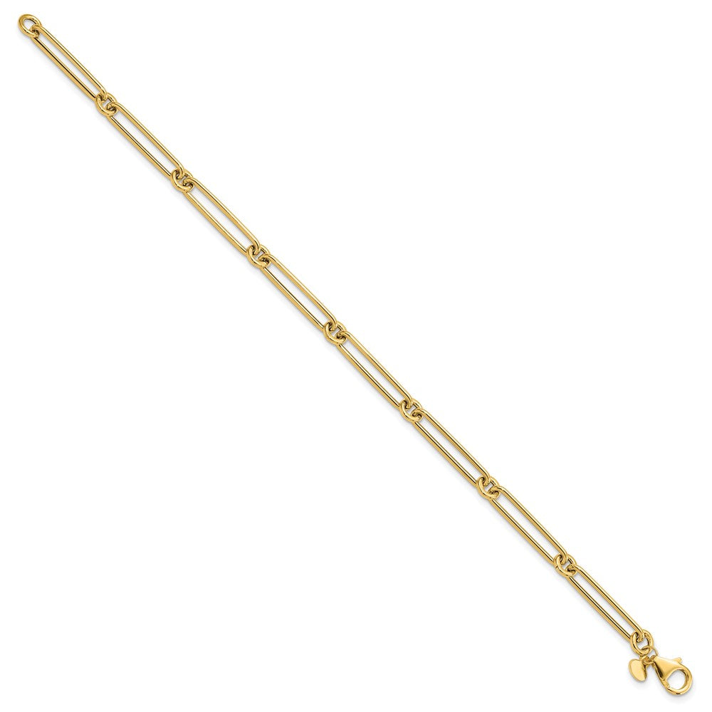 Polished Paperclip Link Bracelet 7.5" - 2.34g