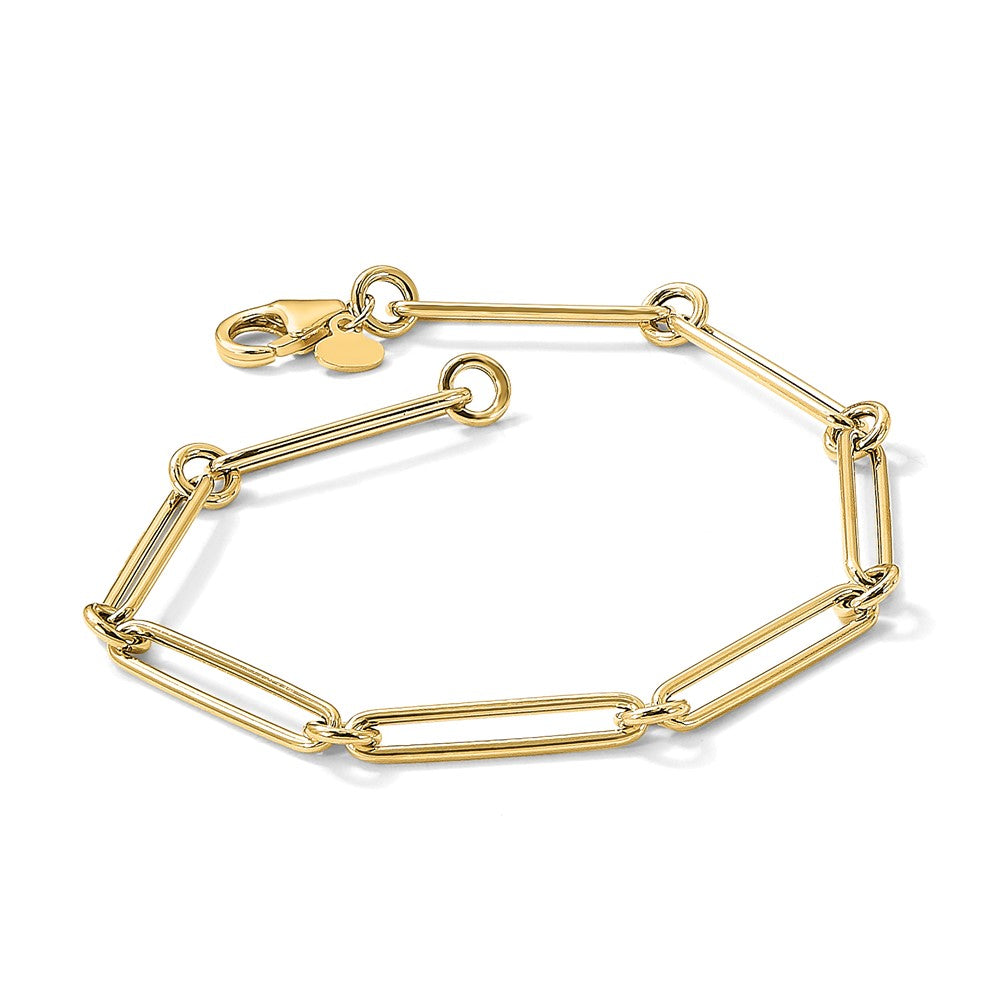 Polished Paperclip Link Bracelet 7.5" - 2.34g