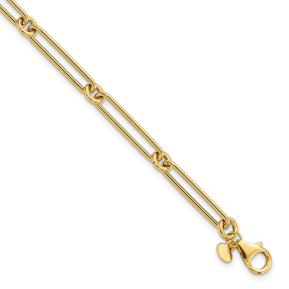 Polished Paperclip Link Bracelet 7.5" - 2.34g
