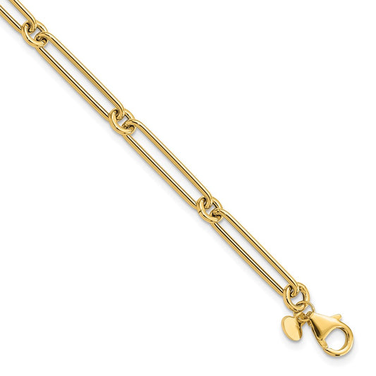 Polished Paperclip Link Bracelet 7.5" - 2.34g