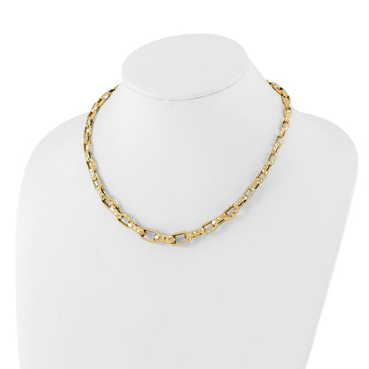 Polished Hammered Graduated Link Necklace 18"