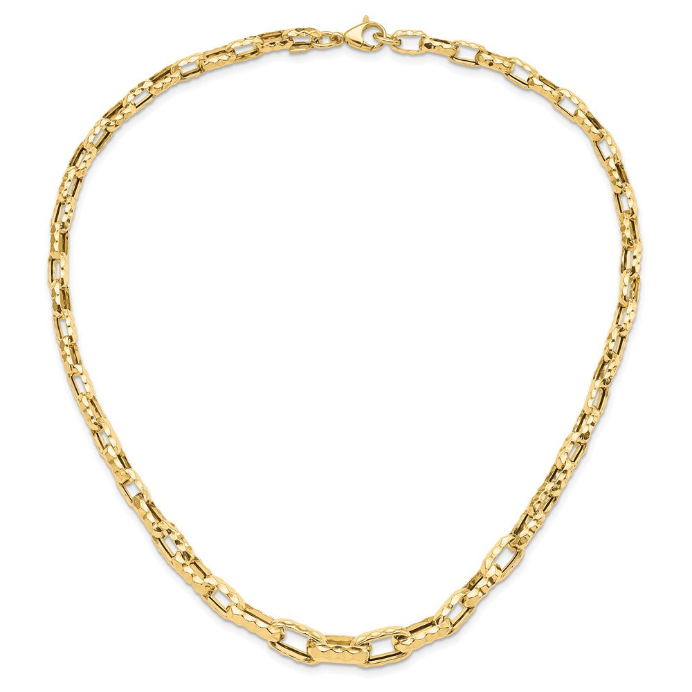 Polished Hammered Graduated Link Necklace 18"