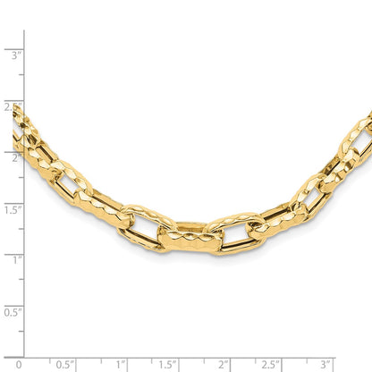 Polished Hammered Graduated Link Necklace 18"