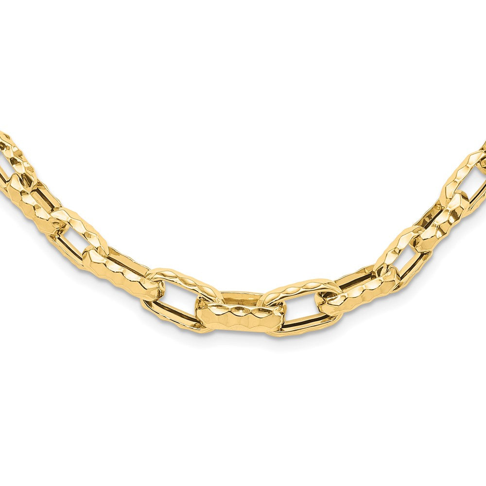 Polished Hammered Graduated Link Necklace 18"