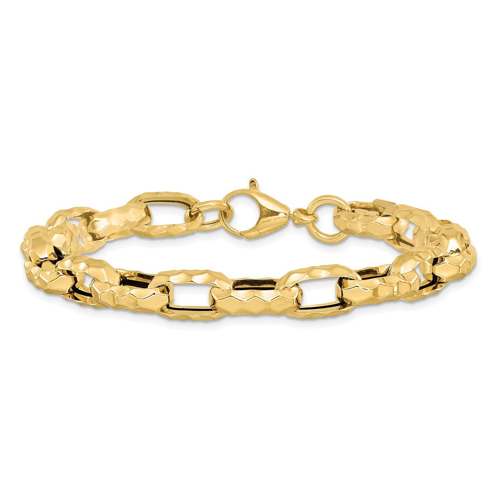 Polished Hammered Link Bracelet 7.5"
