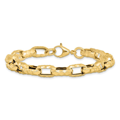 Polished Hammered Link Bracelet 7.5"