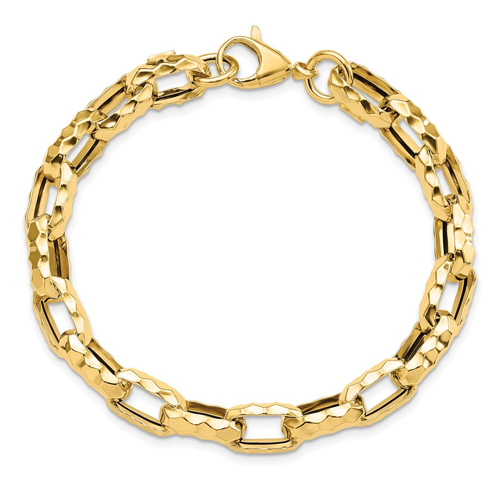 Polished Hammered Link Bracelet 7.5"