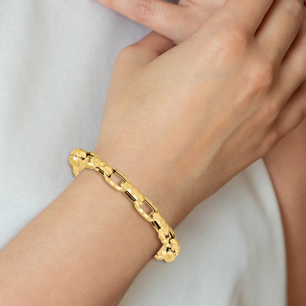 Polished Hammered Link Bracelet 7.5"
