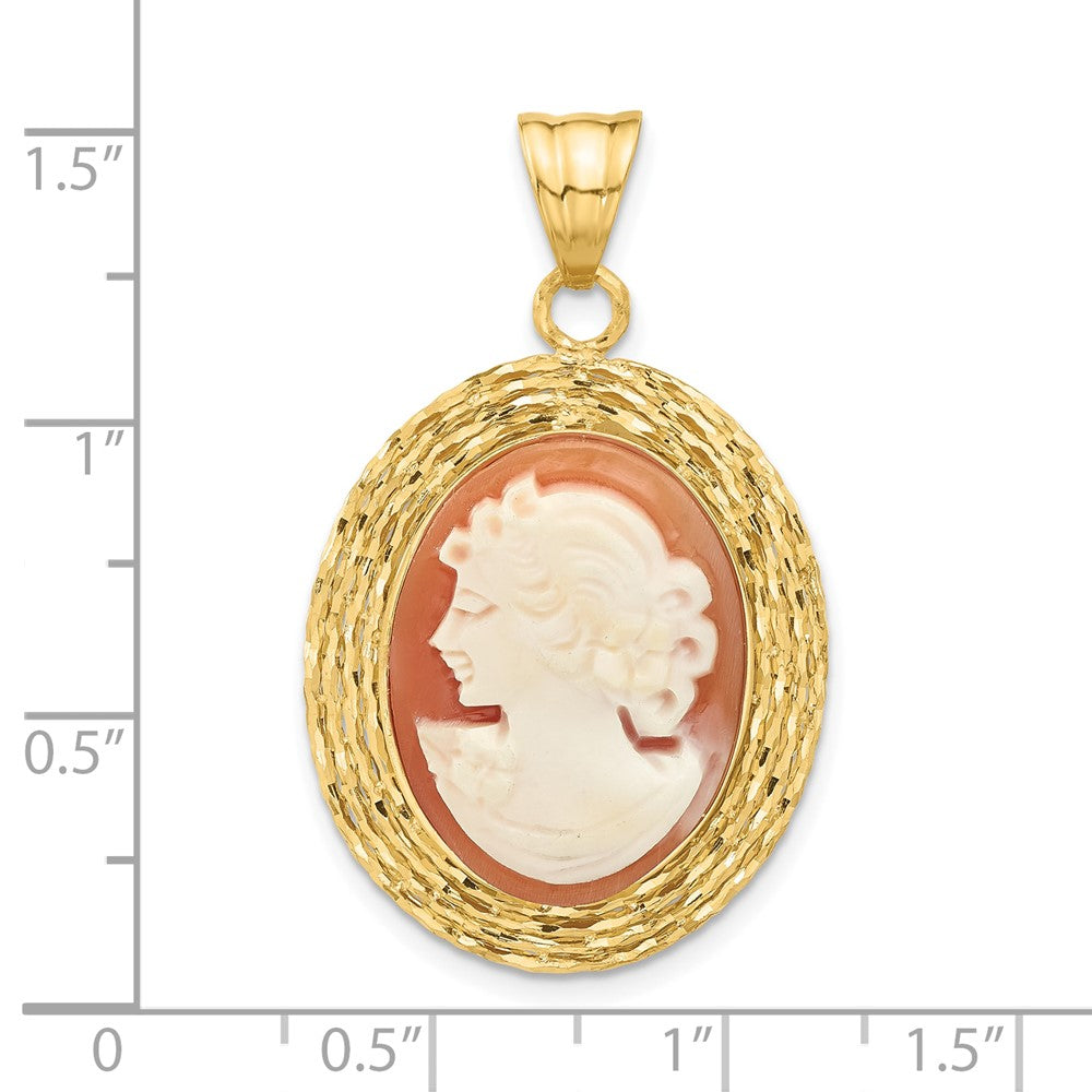 Diamond-cut Natural Shell Hand Carved Portrait Cameo Pendant