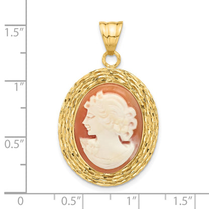 Diamond-cut Natural Shell Hand Carved Portrait Cameo Pendant