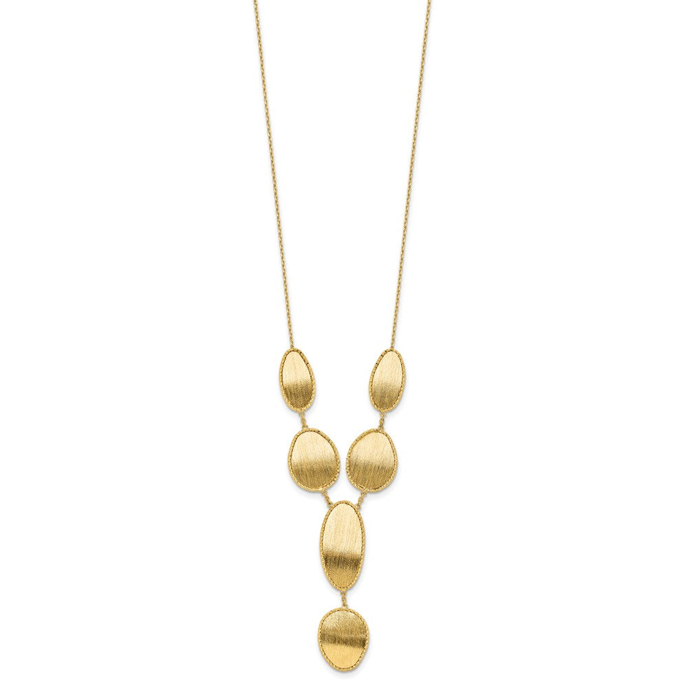 Brushed and Diamond-cut Y Drop with 2 in ext. Necklace