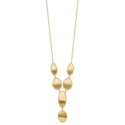 Brushed and Diamond-cut Y Drop with 2 in ext. Necklace