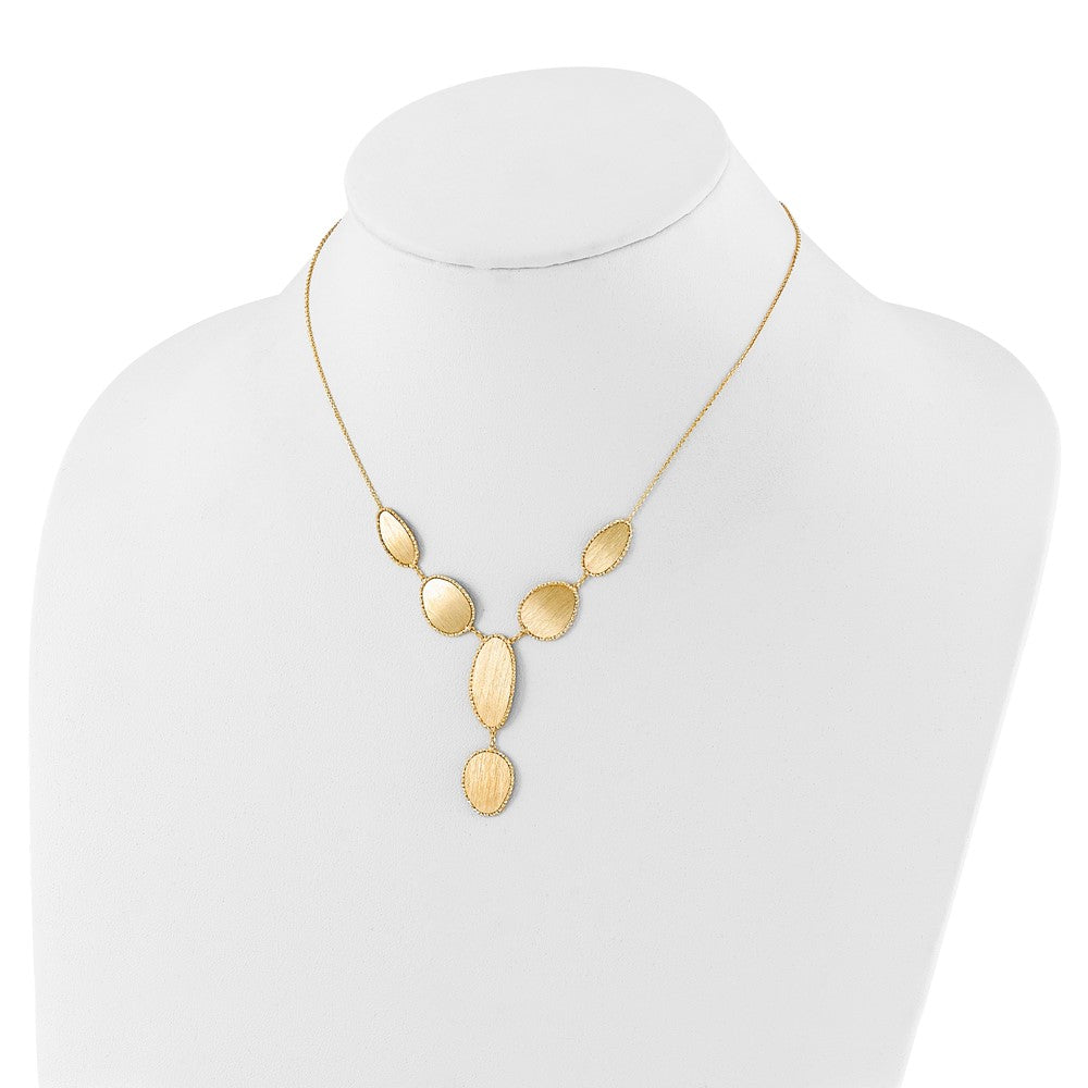 Brushed and Diamond-cut Y Drop with 2 in ext. Necklace