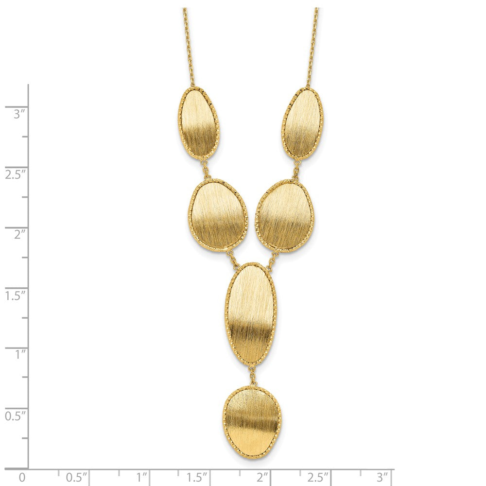 Brushed and Diamond-cut Y Drop with 2 in ext. Necklace