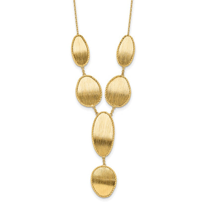 Brushed and Diamond-cut Y Drop with 2 in ext. Necklace