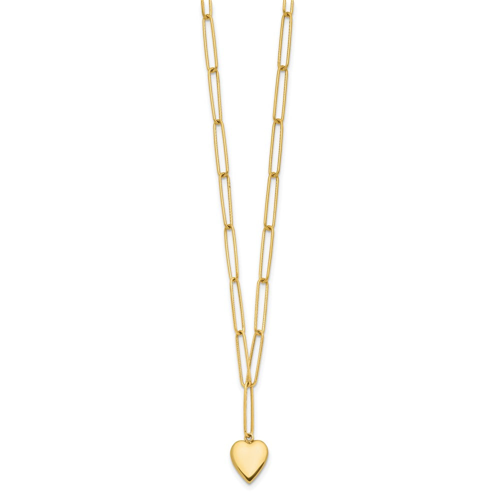 Polished Heart Paperclip Link Necklace 18"