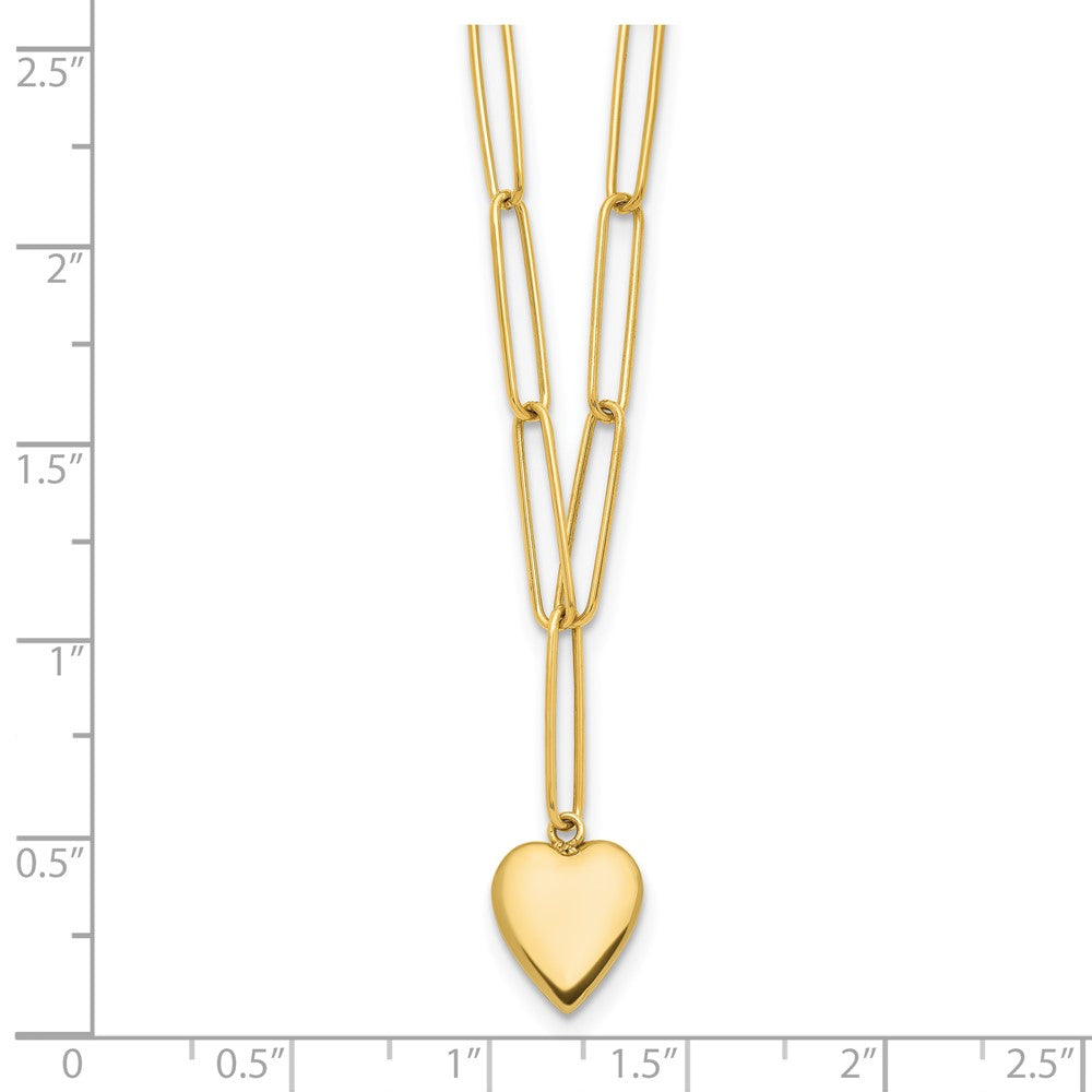 Polished Heart Paperclip Link Necklace 18"