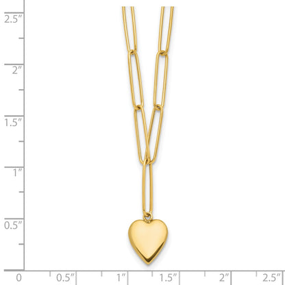 Polished Heart Paperclip Link Necklace 18"