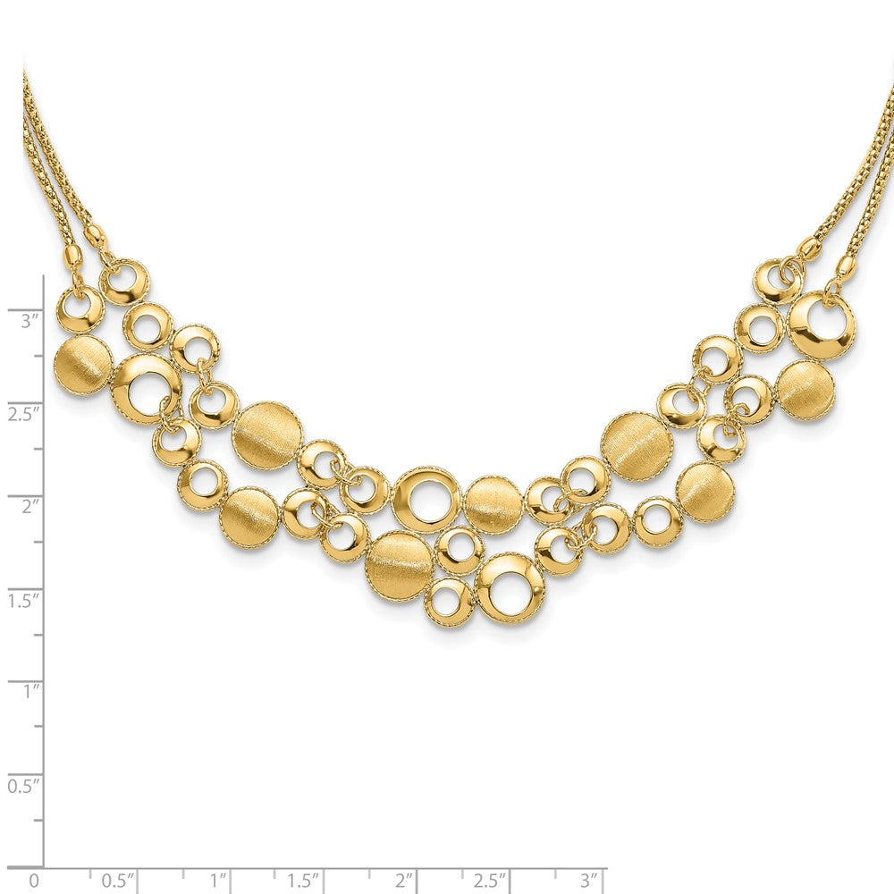 Polished and Satin Circles with 2in. ext Necklace
