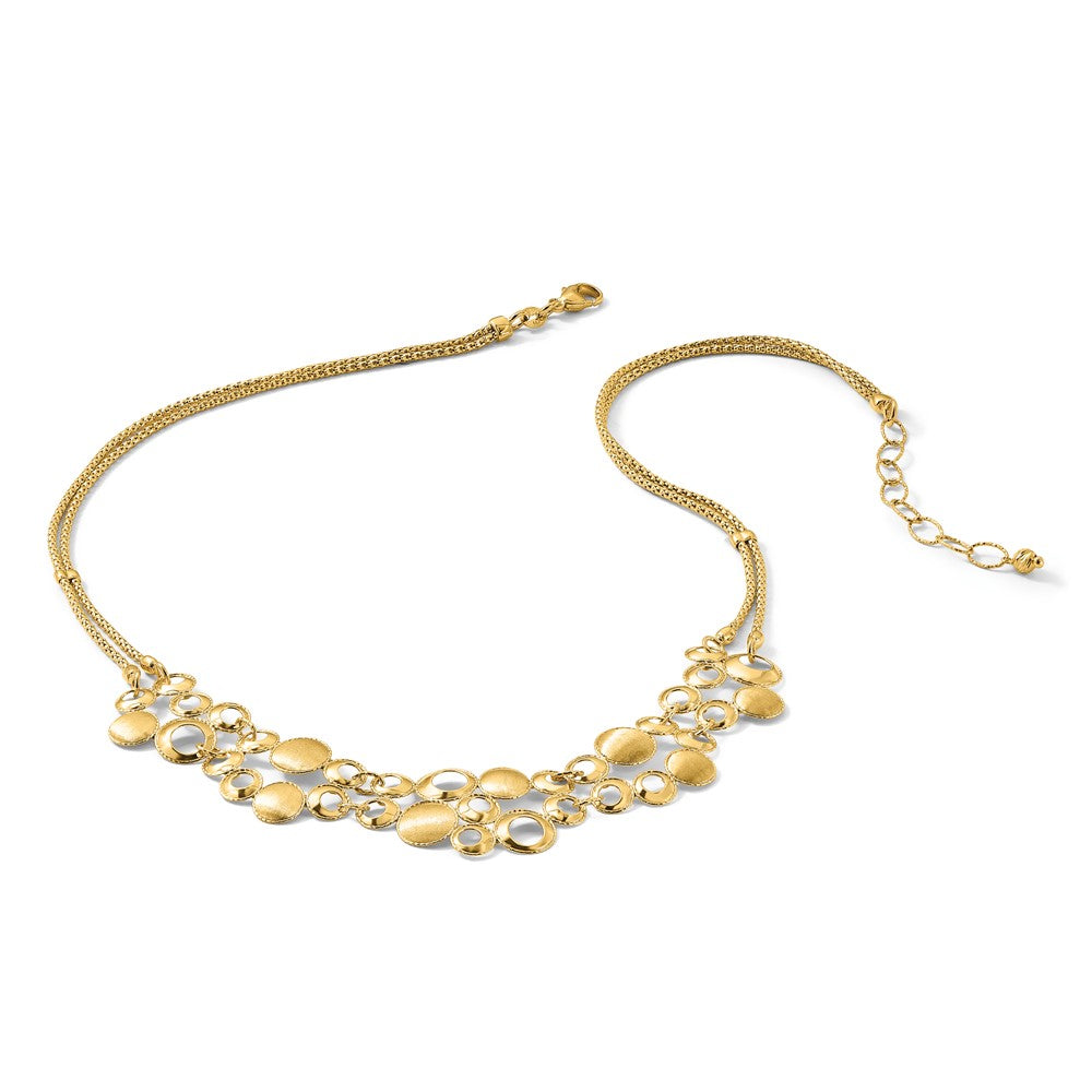 Polished and Satin Circles with 2in. ext Necklace