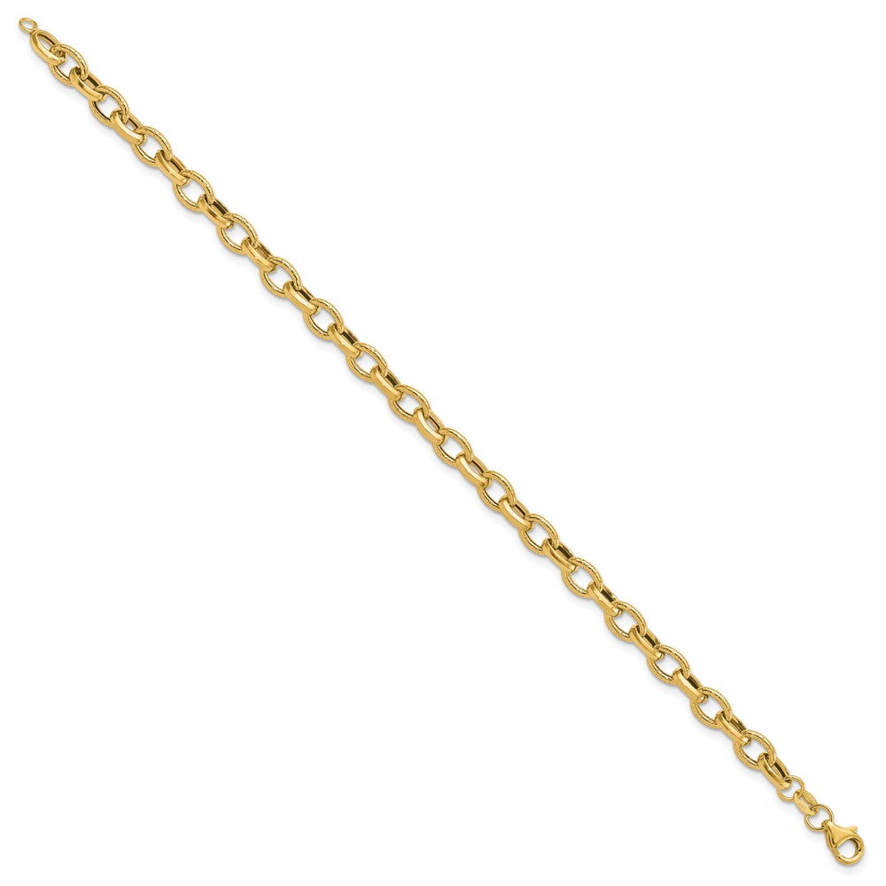 Polished and Textured Fancy Link Bracelet 7.25" - 3.03g