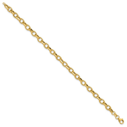 Polished and Textured Fancy Link Bracelet 7.25" - 3.03g