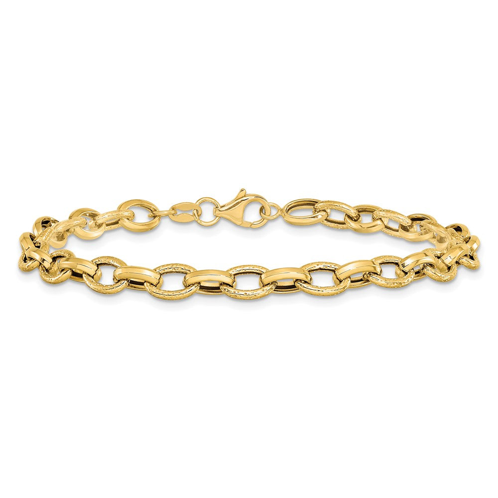 Polished and Textured Fancy Link Bracelet 7.25" - 3.03g