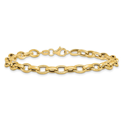 Polished and Textured Fancy Link Bracelet 7.25" - 3.03g