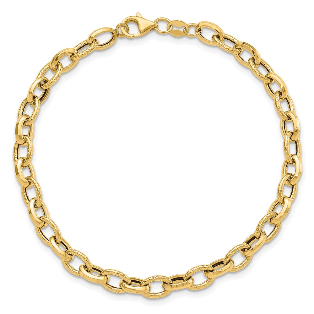 Polished and Textured Fancy Link Bracelet 7.25" - 3.03g
