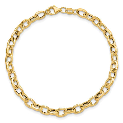Polished and Textured Fancy Link Bracelet 7.25" - 3.03g