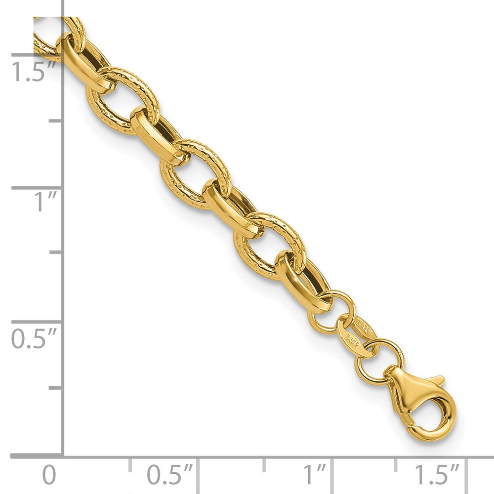 Polished and Textured Fancy Link Bracelet 7.25" - 3.03g