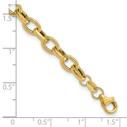 Polished and Textured Fancy Link Bracelet 7.25" - 3.03g