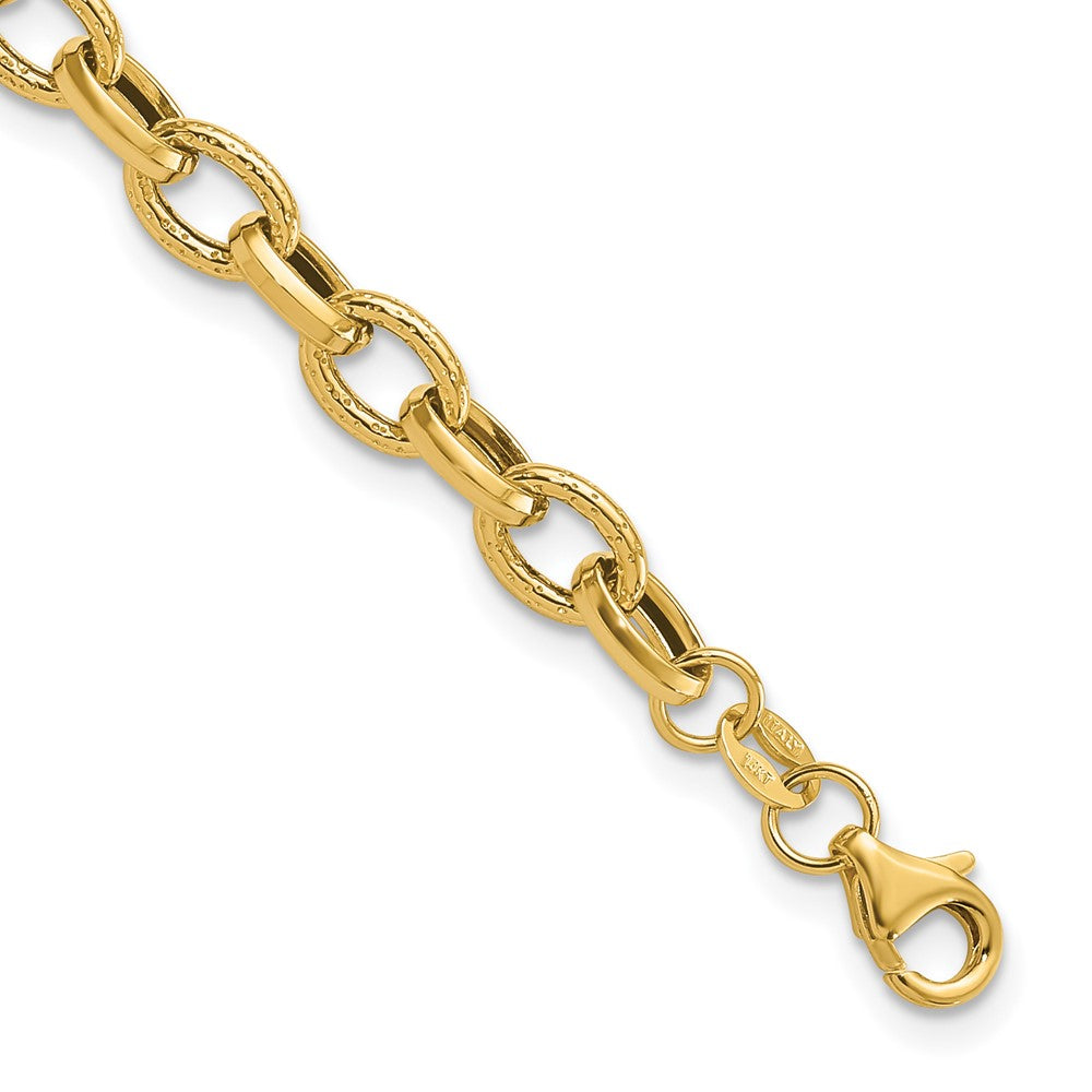 Polished and Textured Fancy Link Bracelet 7.25" - 3.03g