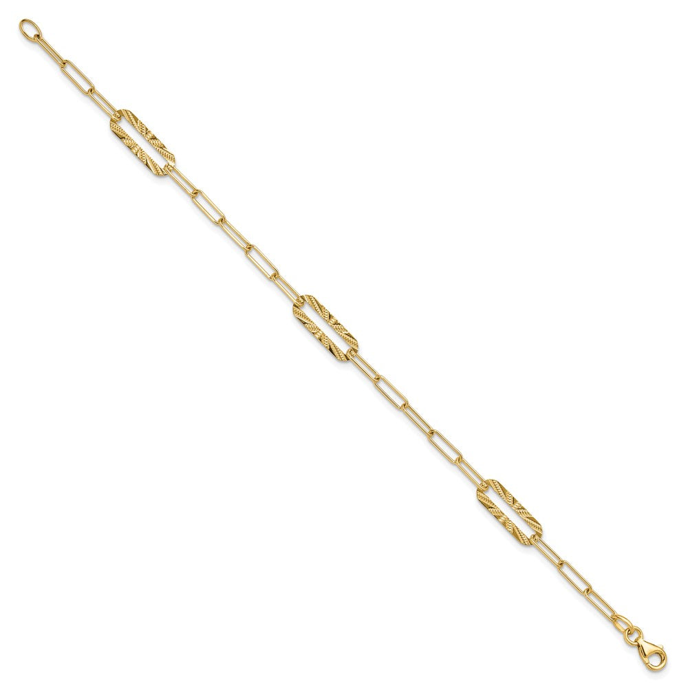 Polished and Textured Fancy Link Bracelet 7" - 5.32mm