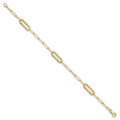 Polished and Textured Fancy Link Bracelet 7" - 5.32mm
