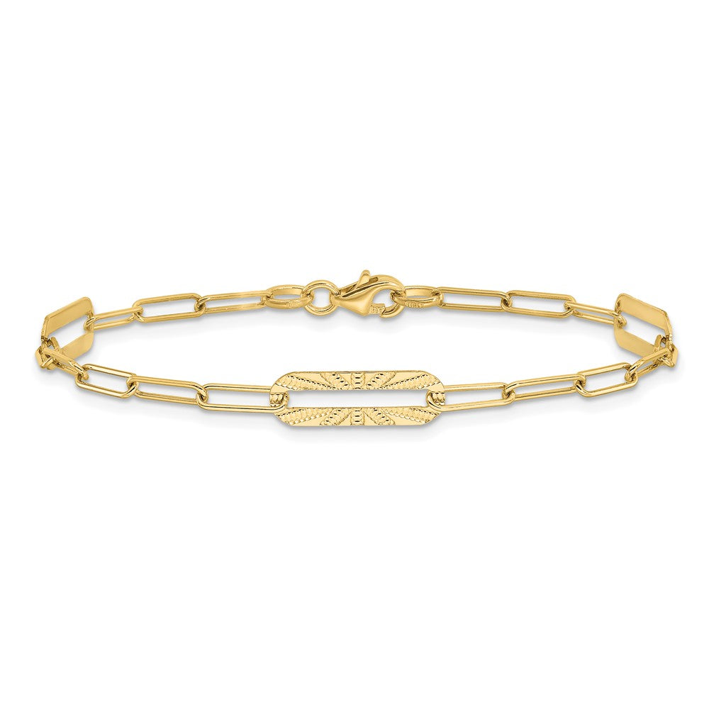Polished and Textured Fancy Link Bracelet 7" - 5.32mm