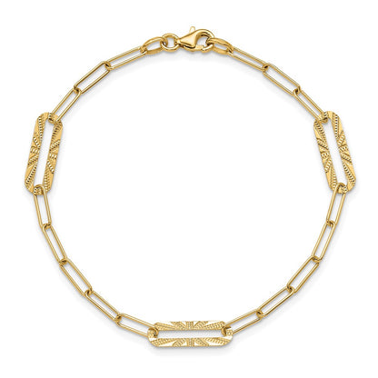 Polished and Textured Fancy Link Bracelet 7" - 5.32mm