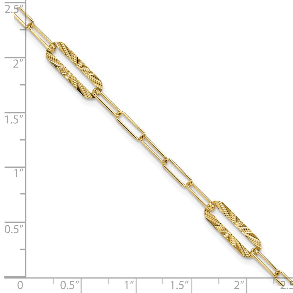 Polished and Textured Fancy Link Bracelet 7" - 5.32mm