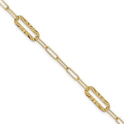 Polished and Textured Fancy Link Bracelet 7" - 5.32mm
