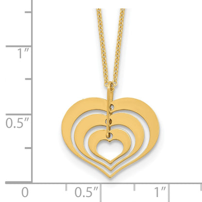 Polished Heart Pendant with 1in ext. Necklace
