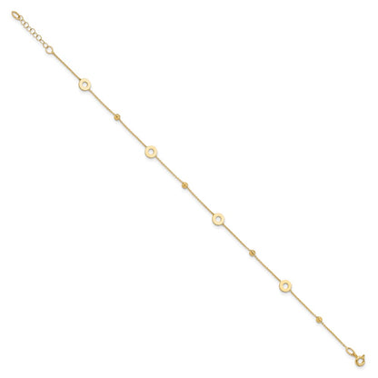 Polished and D/C Beads Plus 1in ext. Anklet