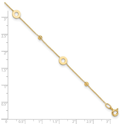 Polished and D/C Beads Plus 1in ext. Anklet