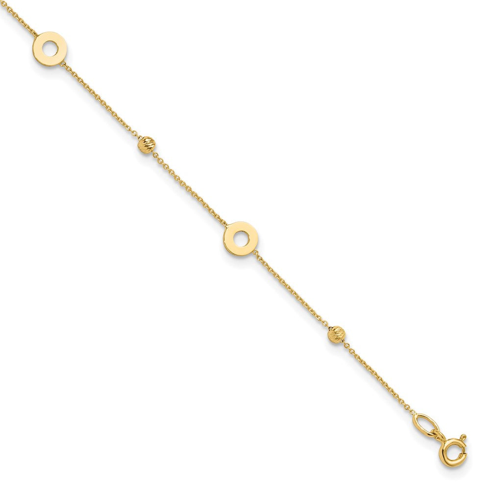 Polished and D/C Beads Plus 1in ext. Anklet