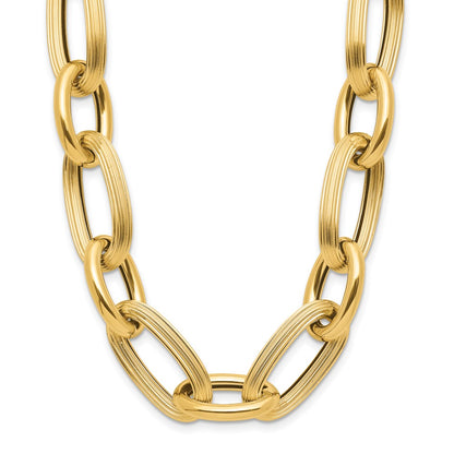 Polished Textured Hollow Fancy Link Necklace 18.5"
